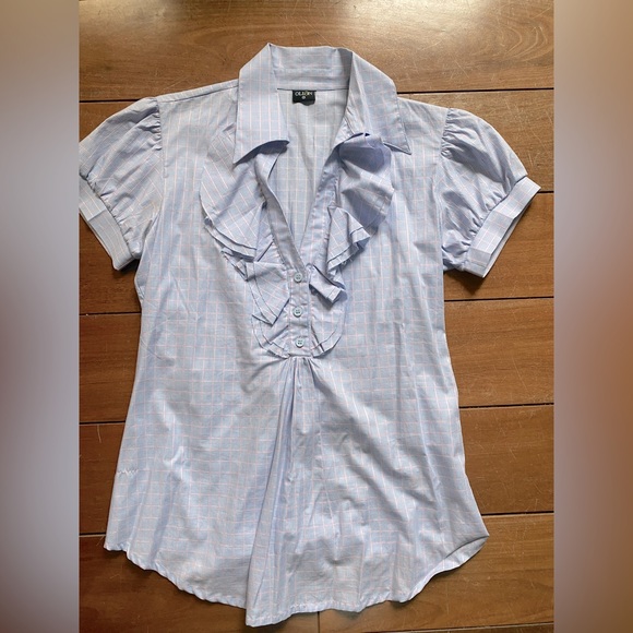 Olian Maternity from Miami ruffle button short sleeved blouse - Picture 1 of 11